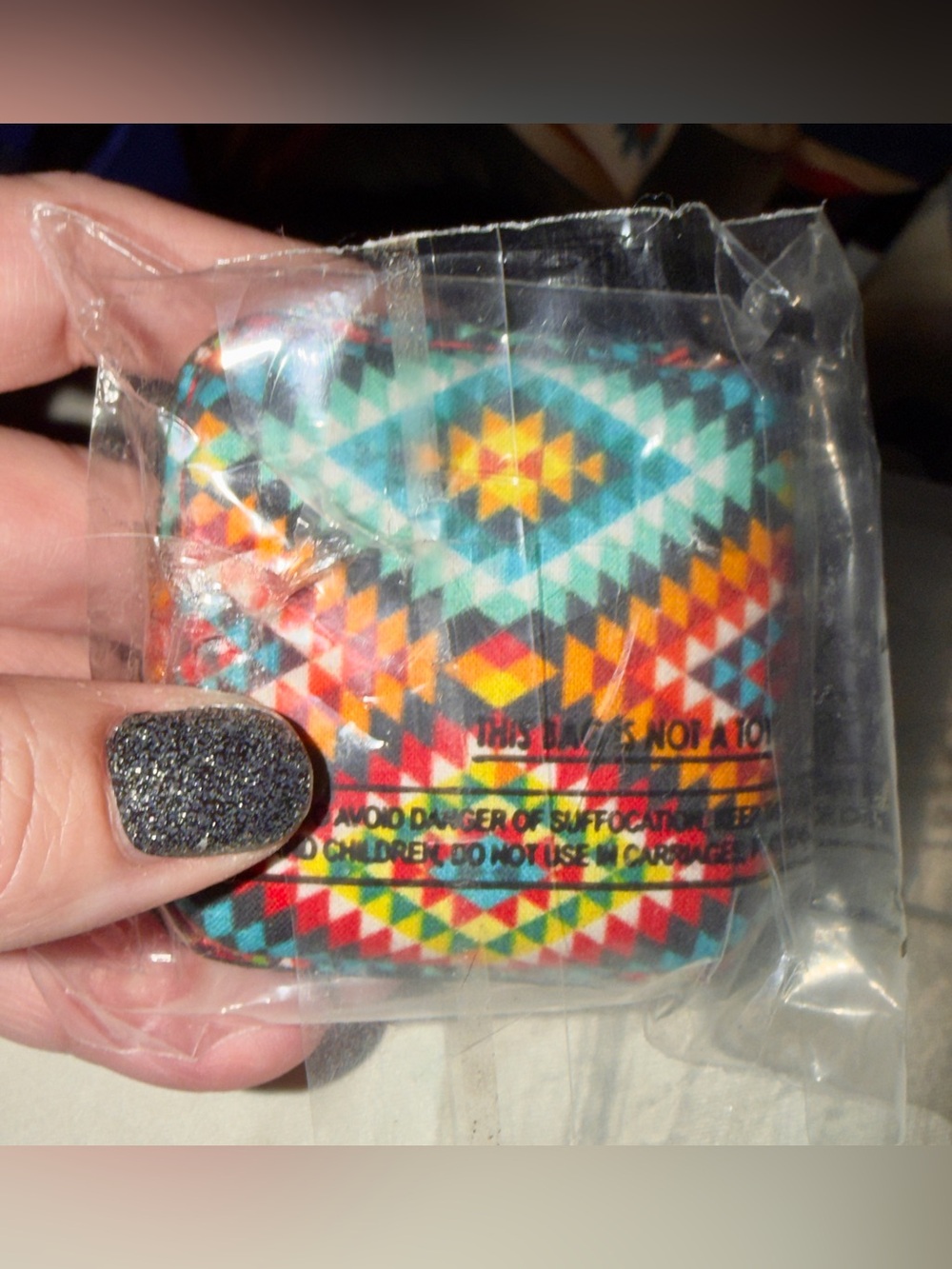 Fabric Enclosed Tape Measure. Bold Geometric Multicolor Print from Myra